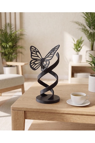 Dna Sarmalı Kelebek Biblosu Modern Minimalist Bilimsel Tasarım Dekoratif Masaüstü Obje Siyah 15 Cm - Doktor & Biyolog Yeni İş Hediyesi 15cm
