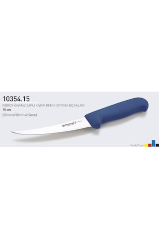 Fibrox Kaymaz Saplı Kıvrık Kasap Kemik Sıyırma Bıçağı 15 Cm Hulusi - Drita Bıçak 25mm X 150mm X 2.5mm 10354.15 Turuncu Renk