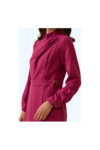 Seçil Beli Ayarlanabilir Dik Yaka Elbise Pembe - 751297413 Pembe