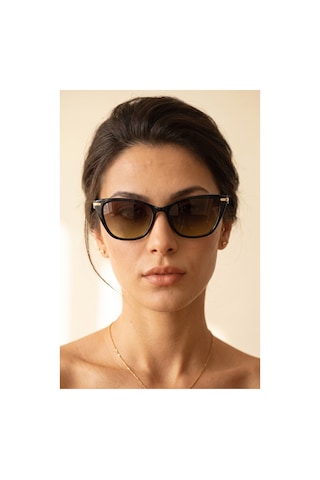 Kadın Polarize Cat Eye Güneş Gözlüğü Kahverengi Uv400 Korumalı Siyah