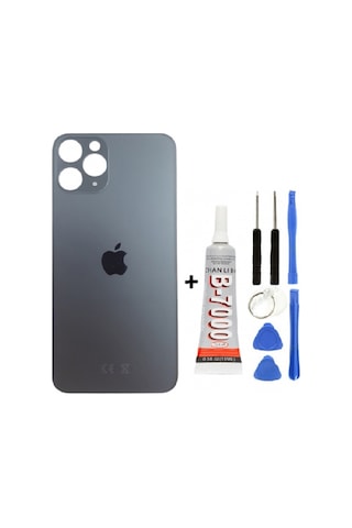iPhone Uyumlu, Uyumlu, 12 Pro Arka Kapak Cam +yapıştırıcı B700 + Tamir Seti - Graphite Graphite
