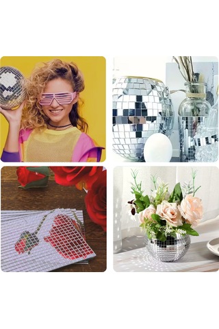 Büro Ev Ofis Etkinik Dekoru İçin 30x30cm Yapışkanlı Kare Silver Cam Mozaik Fayans Aynalı Dekor Panel