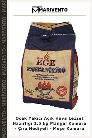 Ocak Yakıcı Açık Hava Lezzet Hazırlığı 1.5 Kg Mangal Kömürü - Çıra Hediyeli - Meşe Kömürü
