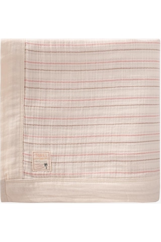 Kalın Biyeli Çift Kat Ham Battaniye 85x90 Cm Kiremit Çizgili Kiremit