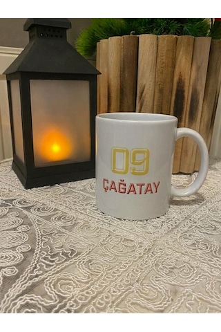 Kişiye Özel Sarı Kırmızı Renk Tasarımlı Atatürk Görsel Temalı Kupa Bardak 2 Sarı - Kırmızı