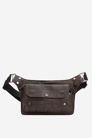 Dericlub Joymax Unisex Bodybag Çanta Gerçek Deri Croko Kahve