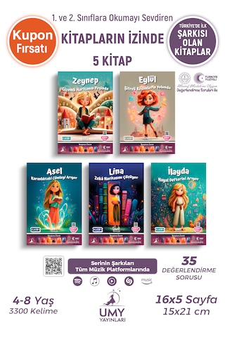 Umy Yayınları Kitapların İzinde Seti 5 Kitap - Çocuklar İçin Hayal Gücü, Dikkat Ve Problem Çözme Becerisi Geliştiren Macera Seti