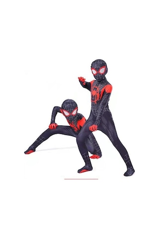 3-12 Yaş Çocuklar Örümcek Adam: Miles Morales Cosplay Kostüm Tulum