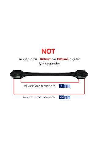 5 Adet Metal Ateş Mobilya Çekmece Dolap Kulpu Mat Siyah 160-192mm Mat - Siyah