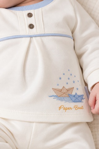 Babyhola %100 Pamuk Erkek Bebek Alt Üst Takım 13748 Mavi