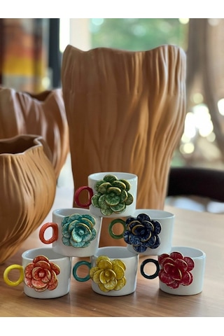 Sarı Güllü Fincan Mug Altlığı İle Çok Renk