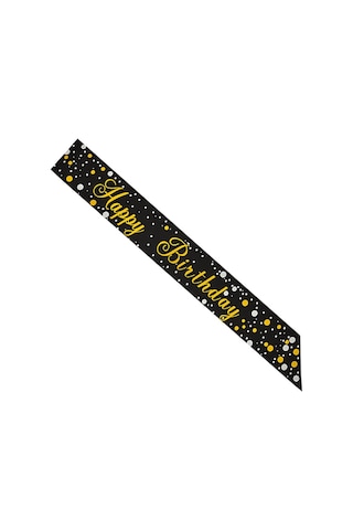 Kuşak Happy Birthday Sihah Üstü Gold Varaklı 10 168 Cm Varaklı Doğum Günü Kuşağı Diğer