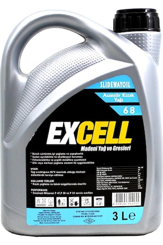 Uberlub Excell Slidewayoil 68 Asansör Kızak Yağı 3 L