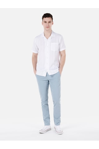 Colin's Colins Regular Fit Shirt Yaka Çizgili Beyaz Erkek Kısa Kol Gömlek Cl1067069 Q1.v1 Wht Beyaz
