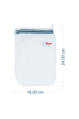 Filem Beyaz Şerit Baskılı 2 Adet Peeling Hamam Banyo Kesesi 16x24 Cm