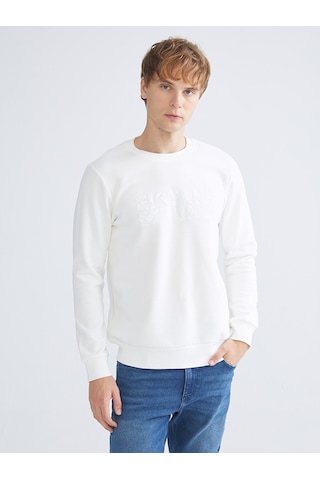 LC Waikiki Lc Waıkıkı Beyaz Bisiklet Yaka Uzun Kollu Sweatshirt