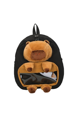 Homyl Capybara Sırt Çantası Doldurulmuş Hayvan Tatil Siyah