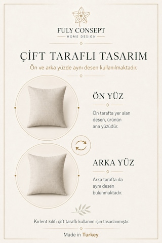 Vizon Bej Dokulu Kırlent Kılıfı 43x43 Cm Dekoratif Yastık Kılıfı