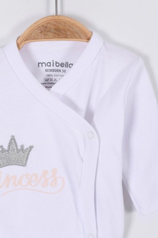 Prenses Desenli Müslin Kız Bebek Hastane Çıkışı Bebek Kıyafetleri Yenidoğan Hastane Çıkış Seti 5 Li Beyaz