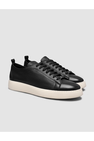Cabani Erkek Minimal Siyah Deri Sneaker Siyah