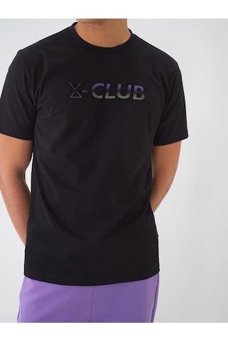 Xint Siyah Pamuk Dokulu Regular Fit Tişört 502118