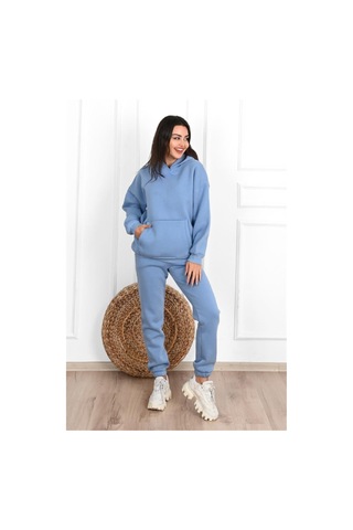 Düz Basic Eşofman Takımı Sweatshirt Jogger Bebe Mavisi