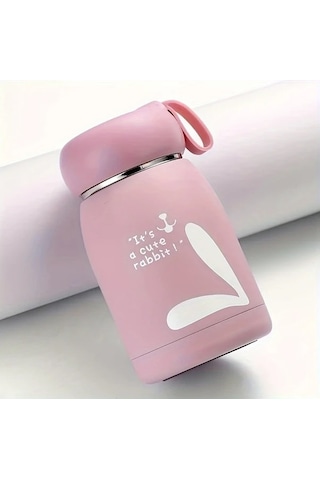 Trendooze Sunshine022 Tavşanlı 11oz Pembe Termos, Hediye Seçimi Pembe
