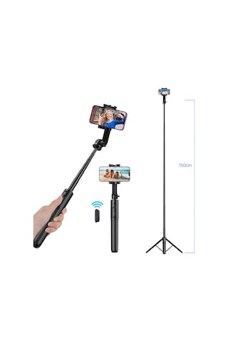 Apexel 1.5 Metre Profesyonel Uzayan Bluetooth Selfie Çubuğu Ve Tripod Standı
