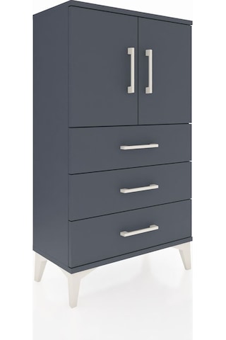 Arges Komodin 2 Raflı 3 Çekmeceli 2 Kapaklı 60x30x106 Antrasi... Antrasit