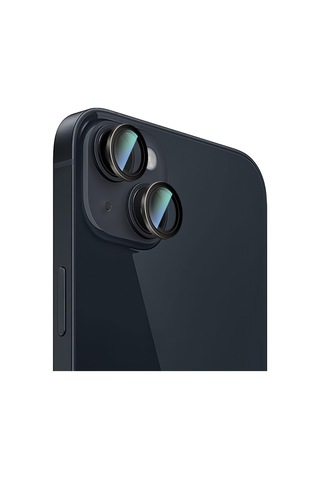 Apple Uyumlu iPhone 14 Caseworld Alloy Serisi Oleofobik Anti Reflective Kamera Lens Koruyucu Siyah