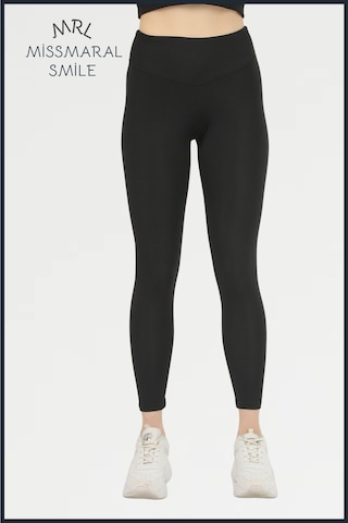 Missmaral Kadın Siyah Yüksek Bel Toparlayıcı Tayt Tam Boy Dalgıç Likralı Kumaş Casual & Comfort 102101 SiYAH