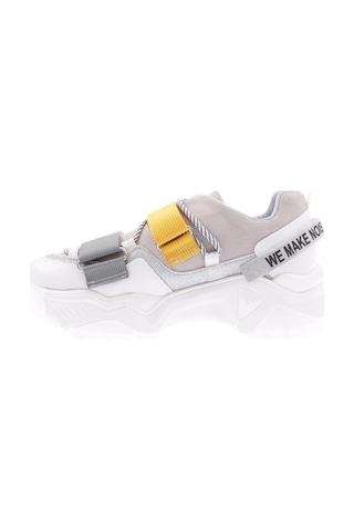 Dgn 65140-22y Kadın Mega Kalın Taban Simli Cırtlı Sneakers Ayakkabı Beyaz Multi