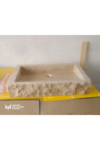 Traverten Dışı Patlatma Dikdörtgen Lavabo