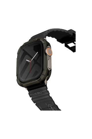 Watch Ultra Uyumlu 49mm Skinarma Kurono Buzlu Tasarım Sert Pc Kasa Koruyucu Haki