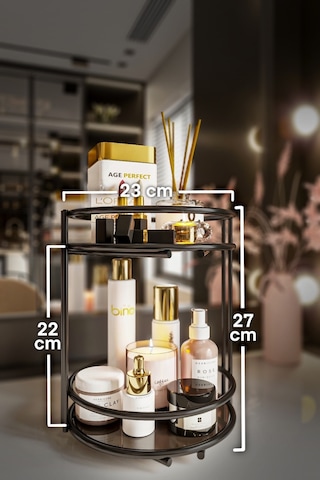 Bino Banyo Kozmetik Takı Düzenleyici Çok Amaçlı Organizer 2 Katlı Servis Sunum Tepsisi İkramlık Düzenleyici