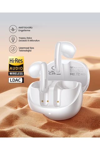 Ugreen Hitune H6 Pro Hi-res Kablosuz Kulak İçi Kulaklık, Beyaz, 35873