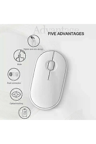 Pebble Mute M350 Bluetooth Çift Modlu Kablosuz Fare 2,4 Ghz Bağlantılı Ofis İçin Çeşitli Stillerde Beyaz