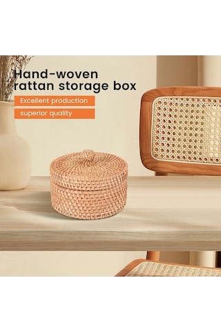 Bosphorusboutique02 El Dokuma Rattan Saklama Kutusu Kapaklı Hasır Meyveli Kek Sepeti B Diğer Modasından Sepetçi İçin Diğer