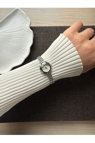 Retro Minimal Boncuk Kordon Vintage Kadın Kol Saati Gümüş Altın