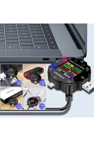 Atorch Ud18 18-arayüz Çok Bağlantı Noktalı Weichuang01 Multimetre Dc5.5 / Usb 3.0 / Tip-c Sıcaklık Güç Akım Test Cihazı Gerilim Dedektörü