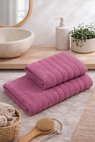 Violeta Model 2'li Banyo Havlu Seti Mürdüm