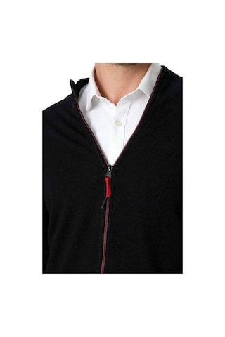 Woolona Tola Merinos Yünü Erkek Fermuarlı Sweater Siyah