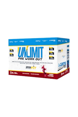 Sporfit Nutrition Unlimit Pre-workout Amino Asit Tozu 20x100 Ml Shot Vişne Aromalı + 2 X Protein Kahve Hediyeli