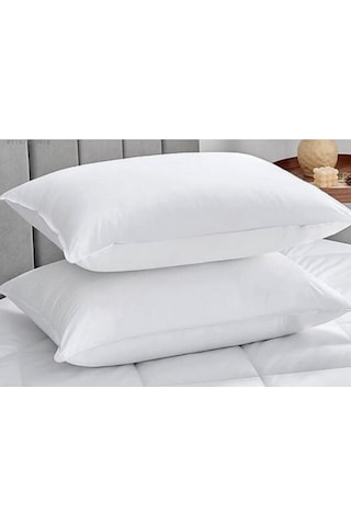2 Adet Silikon Yastık - 2 Adet %100 Pamuk Yastık Koruyucu 50x70cm Beyaz