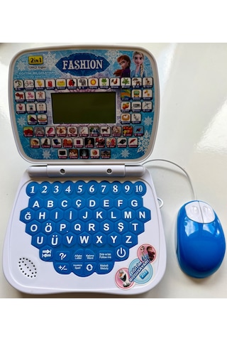 100 Fonksiyonlu Türkçe İngilizce Eğitim Bilgisayarı 2ın1 Set Eğitici Bilgisayar Ve Mouse Laptopu Mavi