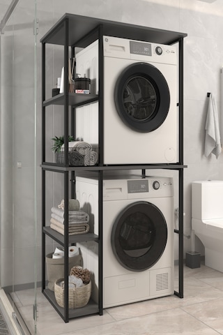 Bofigo Çamaşır Makinesi Dolabı Kurutma Makinesi Dolabı Metal Banyo Dolabı Mısra Antrasit