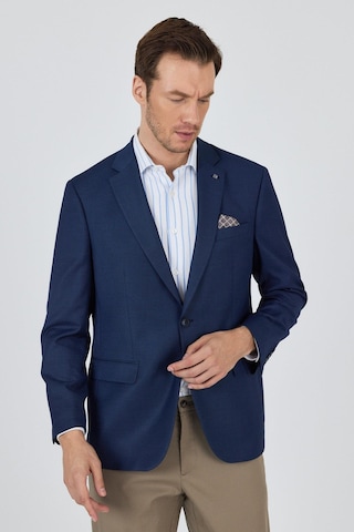 İmza Lacivert Mono Yaka Armürlü Tam Astar Esnek 4 Drop Comfort Fit Classic Ceket 1002250152 Lacivert