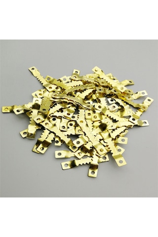 Ranyeek 100 Adet Metal Altın Renkli Testere Dişli Çerçeve Askısı, İki Delikli, Vidalı, Fotoğraf Ve Kesişmeli İçin Duvar Takımı, Ev Ofis Düzenliği