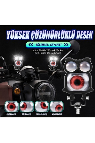 Şeytan Göz Tasarım 2 Adet Led Araç/motor Işığı: Çift Renk Beyaz&sarı Güçlü Evrensel Sis Farı