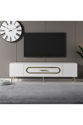 Dekop3ct Tv Sehpası Beyaz-altın